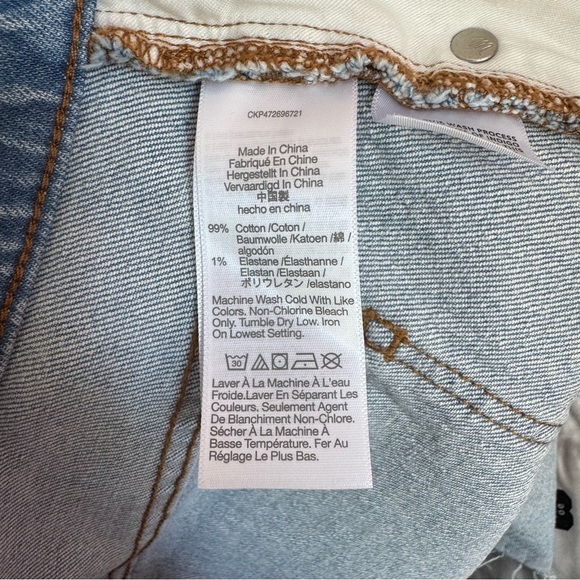 Madewell The Pride Relaxed Mid Length Denim Blue Shorts Festival Parade Size 25 - Picture 6 of 10